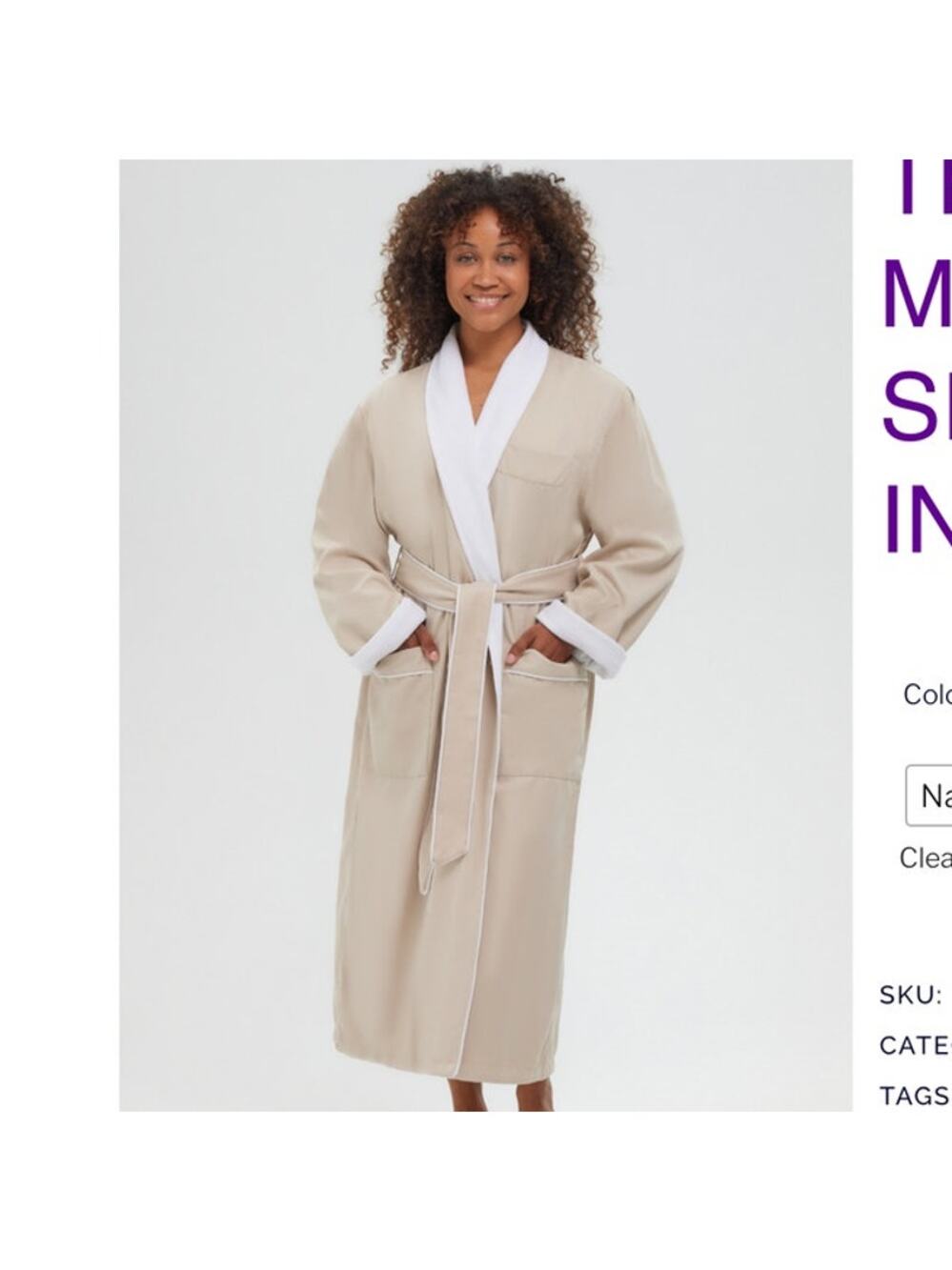 EUC The Lodge at Pebble Beach Lined Terry/ Modal Robe in Tonal Cream Women’s Med